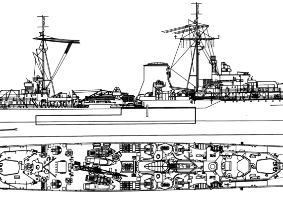 Крейсер HMS Ajax 1942 [Light Cruiser] - чертежи, габариты, рисунки